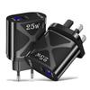 5V/9V/12V USB Travel Charger with US/EU/UK Specs, PD25W & QC3.0 Fast Charging