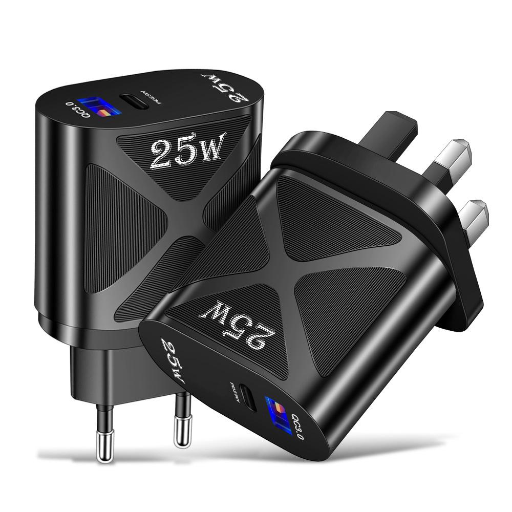5V/9V/12V USB Travel Charger with US/EU/UK Specs, PD25W & QC3.0 Fast Charging
