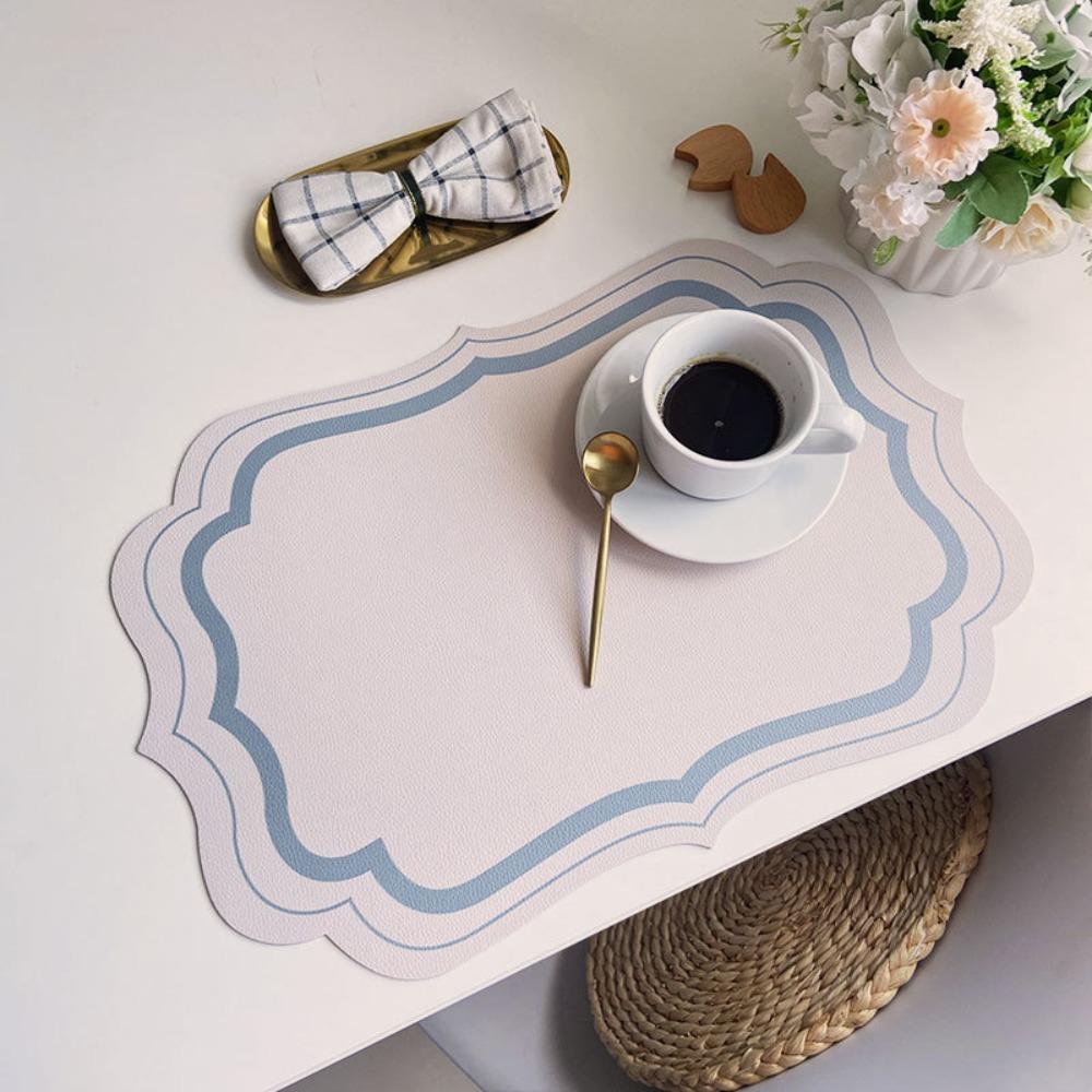 Morandi Color Leather Placemats Leather Material Waterproof Tableware Insulation Pad Scaldingproof Non Slip Insulated Placemats