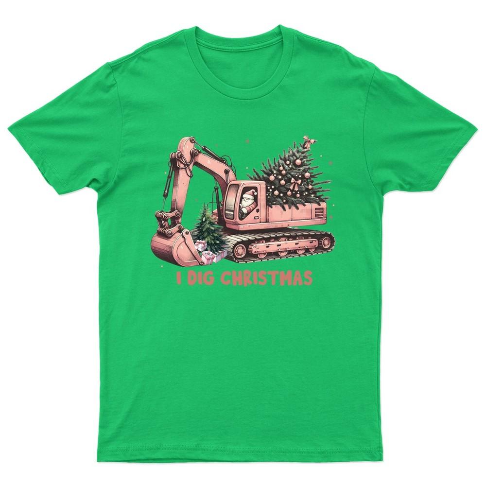

I Dig Christmas Excavator TShirt Unisex Gift Retro Funny Womens Vintage Mens Unisex T-Shirt M