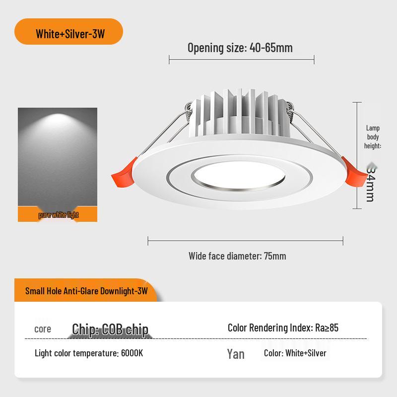 Downlight LED Mic 3W/5W, Gaură 4-6 cm, Spot COB pentru Living & Vitrină Vinuri