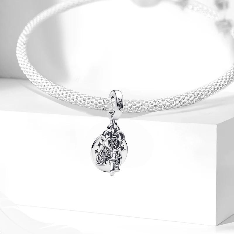 Kupfer Mickey's Haus Schlüssel und Schloss Anhänger Charm Passend für Original Armbänder Anhänger für Damen Schmuck
