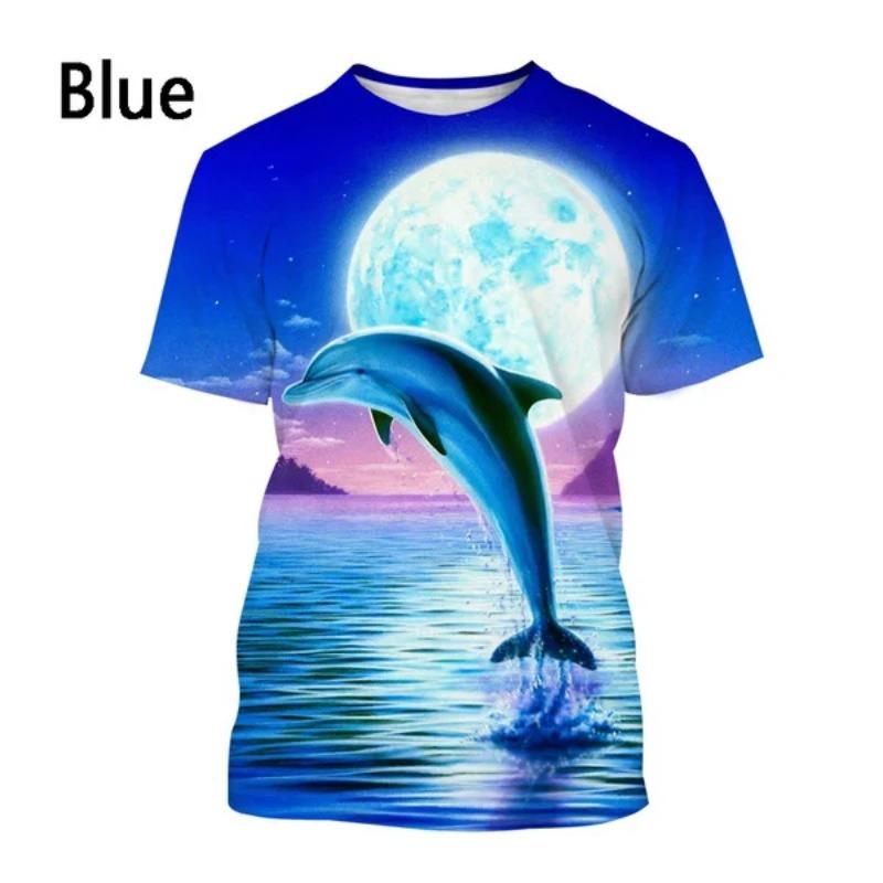 

Новая мужская женская повседневная футболка с коротким рукавом и принтом дельфина в стиле Харадзюку с 3D-принтом XXL армия зеленый