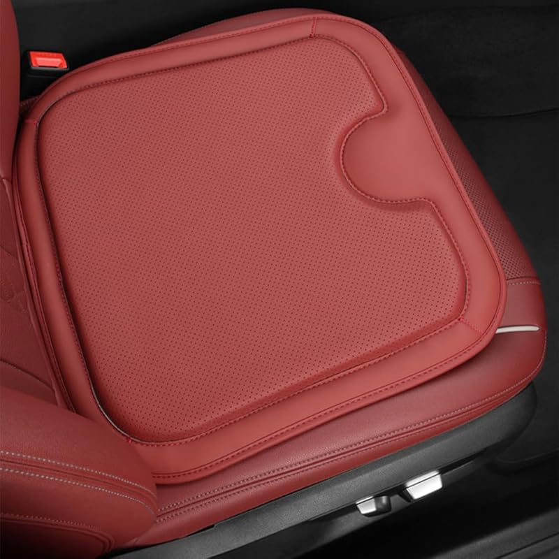 Car Front Seat Cushion Pad, Leather Car Memory Foam Heightening Seat Cushion Cover (Black)