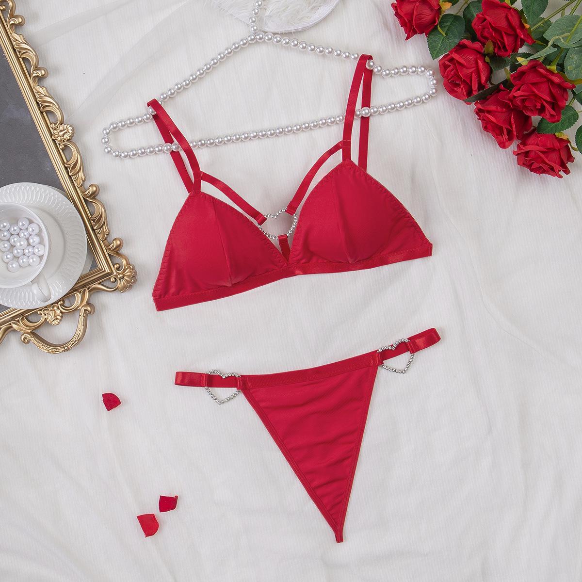 Европейский и американский взрывной комплект нижнего белья маленького размера горячий однотонный эротический комплект бюстгальтера эротический S красный