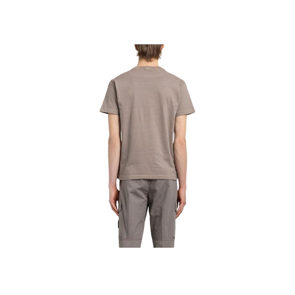 Stone Island Logo Print Crew Neck Short Sleeve T-Shirt Men Tops Brown 801523757-V0192