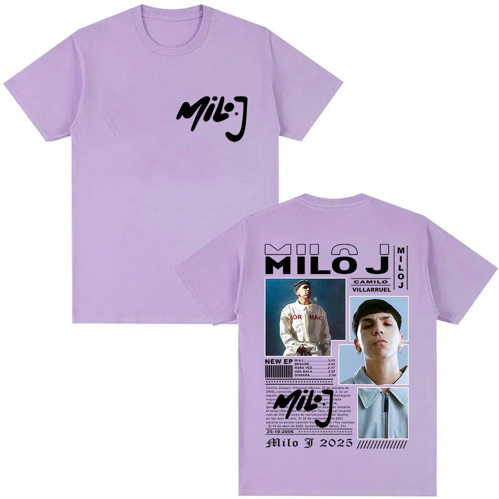 Camiseta Gráfica Unisex de Rapper Milo J Camilo Villarruel Tour 2025 para Mujer Vintage Hip Hop Moda Camisetas de Algodón Oversize Streetwear