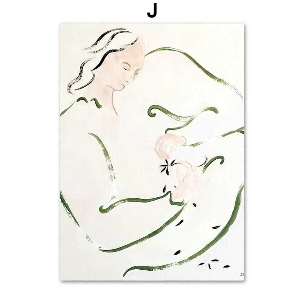 Modern Nordic Canvas Art Prints Retro Abstract Line Girl Matisse Bauhaus Inspired Gallery Wall Posters Living Room Decor