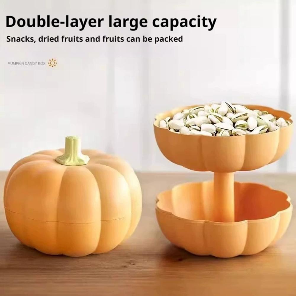 Cute Pumpkins Snack Box Detachable Double Layer Large Capacity Food Grade Nutsweets Candy Fruits Nuts Snacks For Home Festive