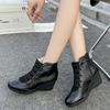 Women's Retro Chunky Heel Ankle Boots Side Zipper Slip On Platform Shoes Plus Size