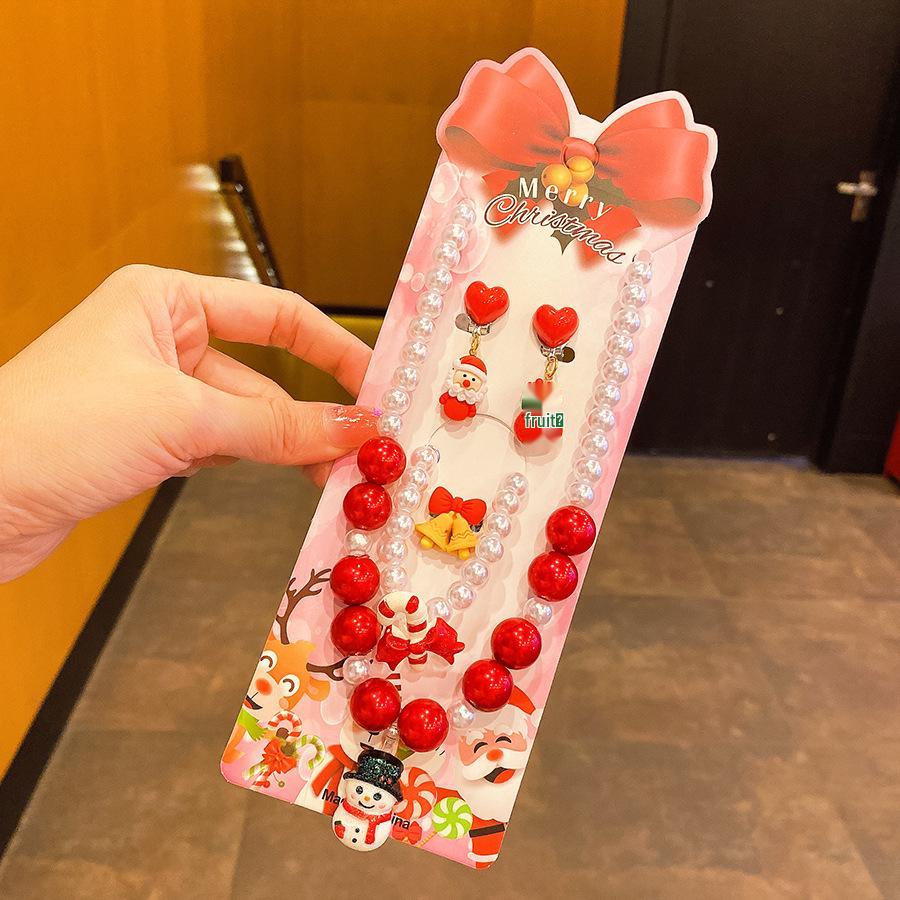 Children's Holiday Jewelry Set: Reindeer Bracelet, Ear Clip, & Ring - Perfect Christmas Gift