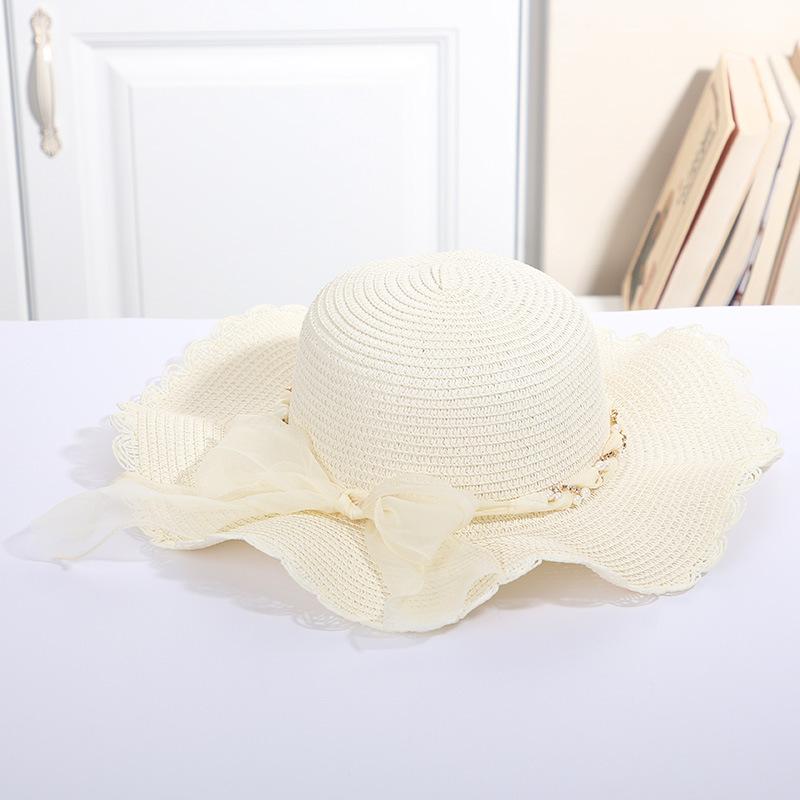 Spring And Summer Women's Hat Sunscreen Beach Fisherman's Straw Hat, Large Brim, Bamboo Hat, Bowtie, Fashion Outdoor H31
