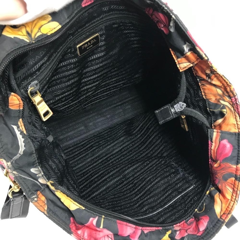 PRADA Flower pattern triangle logo Handbag Shoulder bag, 2-way bag Tote Bag