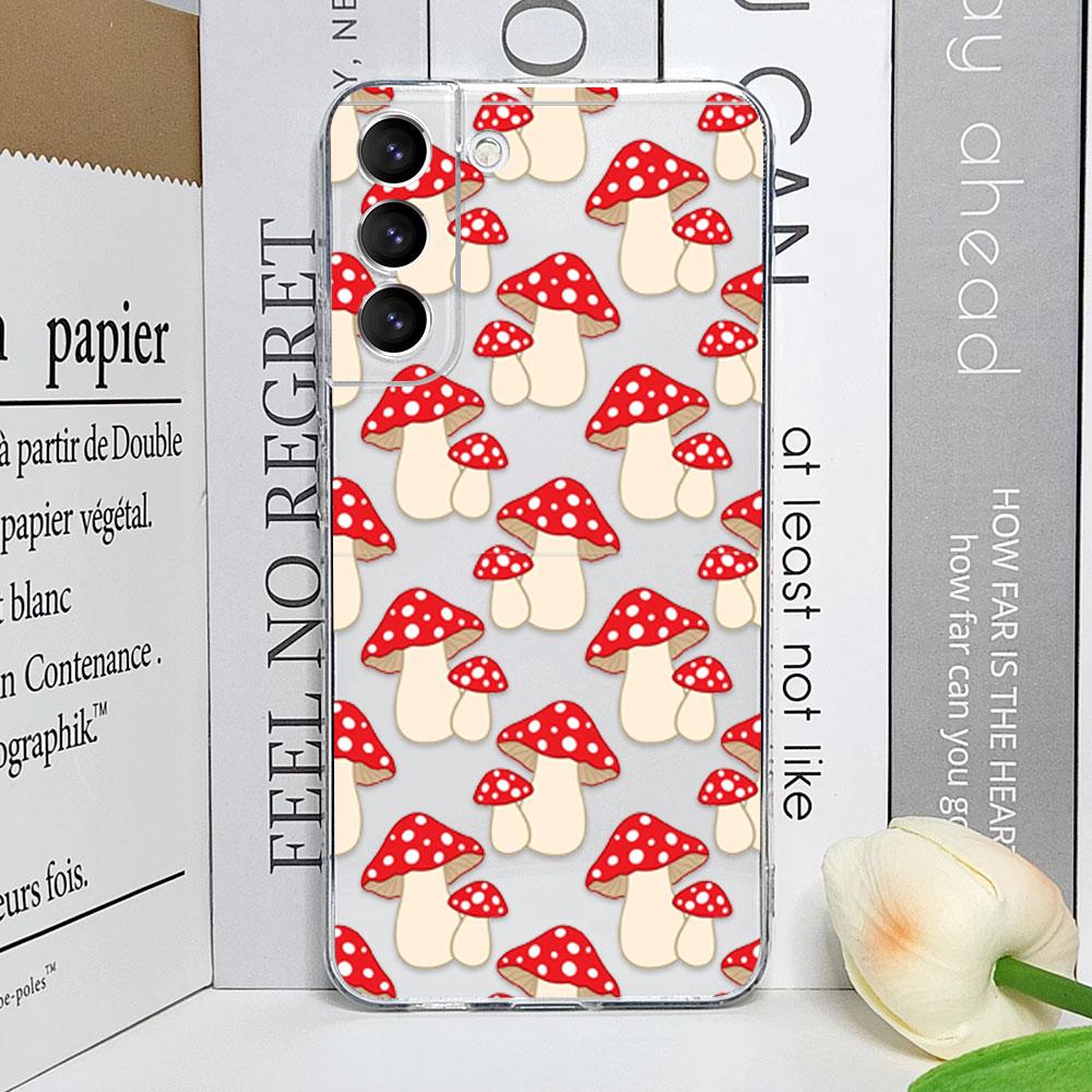 Cute Forest Fantasy Mushroom Phone Case for Samsung Galaxy S25 S24 S23 FE S22 Plus S21 Ultra Transparent Soft Covers Art Fundas