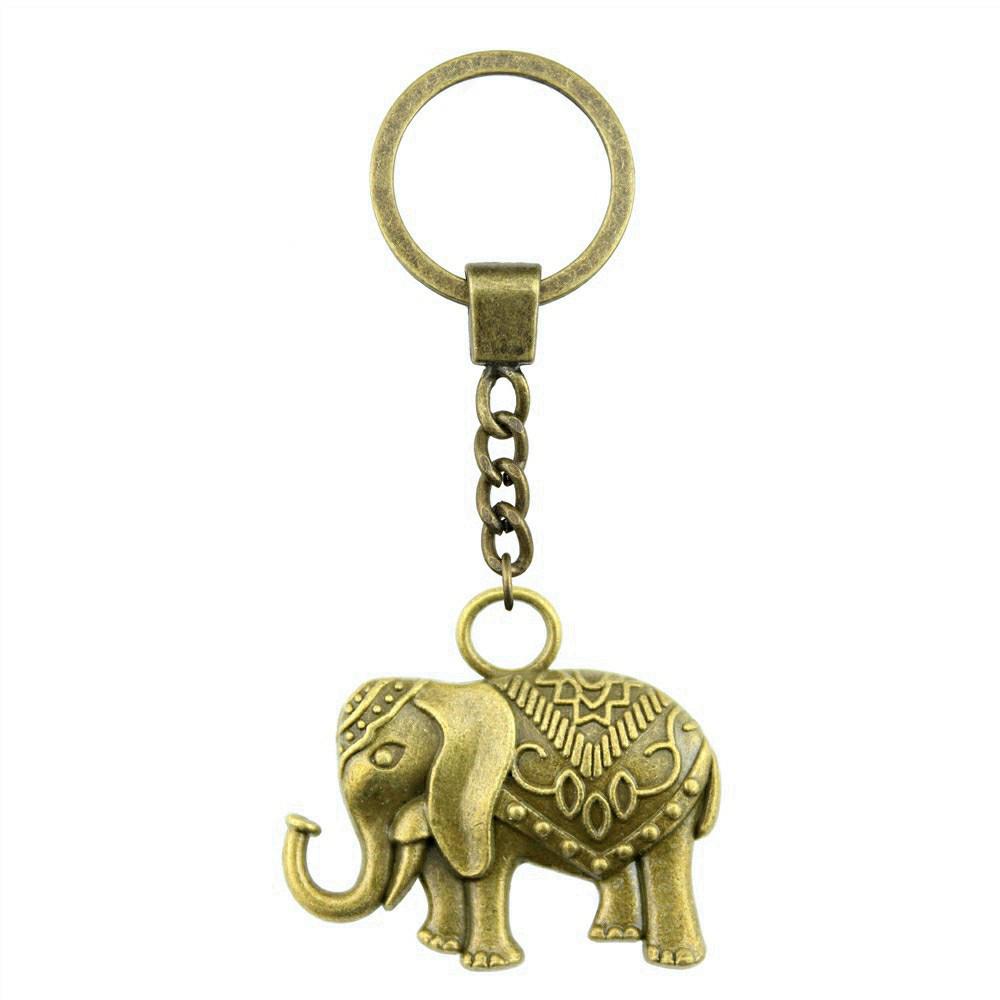 Pendentifs Porte-clés Éléphant Amoureux des Animaux Bijoux en Métal Artisanat Anneau 30mm