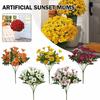 Artificial Sunset Mums Flowers Waterproof Fake Fall Flowers for Outdoor Garden Patio Home Planters Autumn Decorations(5 Bundle)