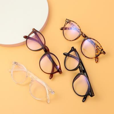 1Pc Retro Ultralight Round Square Frame Anti Blue Light Glasses Unisex Anti-Reflective Spectacles Computer Goggles Leopard Print