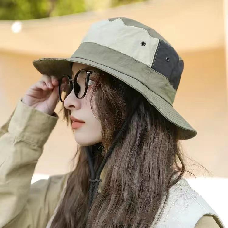 Outdoor Color blocking Sun Protection Fisherman Hat Men and Women Summer Quick Drying Breathable Sun Hat Hiking Camping Hiking Fishing Hat