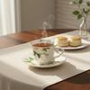 Rimmed Coffee Cup Elegant Design Camellia Pattern HighTemperature Fired Floral Teacup and Saucer