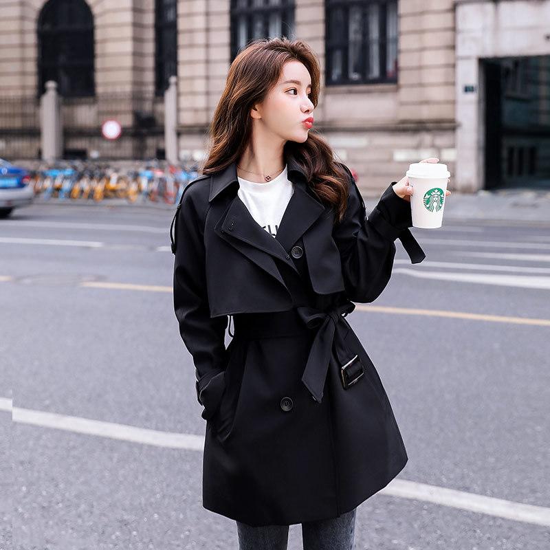 

Повседневное пальто цвета верблюжьей шерсти с талией средней длины, осенняя новинка, ветровка для женщин M