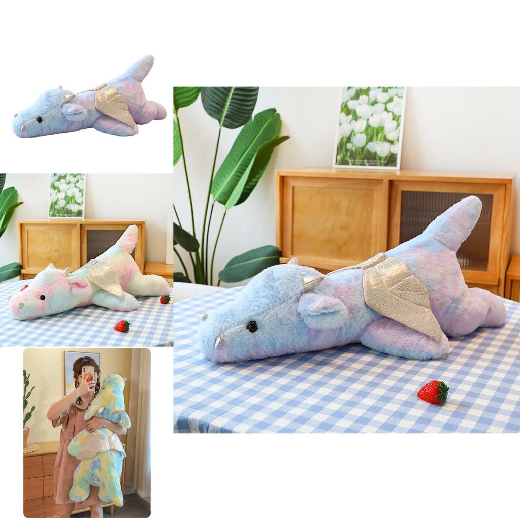 Colorful Small Dragon Plush Toy Pillow Tie-dye Dinosaur Doll Plushie Wholesale Gift