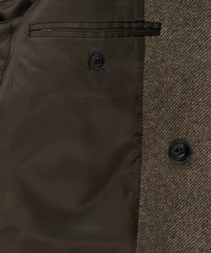 Noirer Alpaca Twill Double-Breasted Coat (Brown)