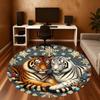 1pc Tiger Snowflake Round Chair mat office Area Rug - Non-Slip, Floor Mat for Office, Bedroom, and Indoor Decor p127010