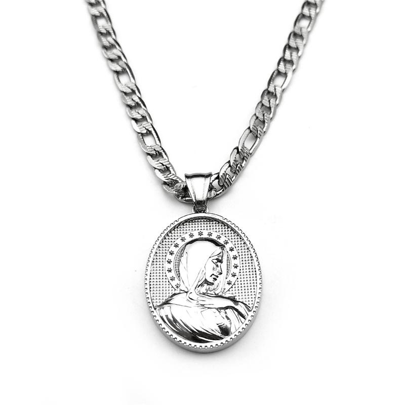 Religious Virgin Mary Hexagram Pendant Necklaces for Women Men Stainless Steel Our Lady of Guadalupe Catholic Necklace Jewelry