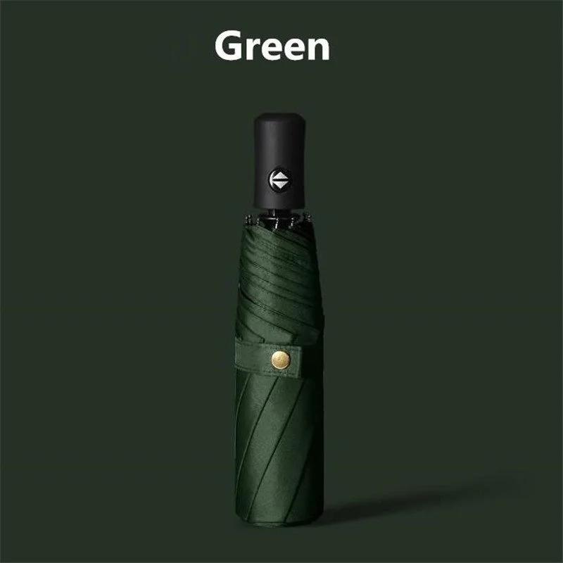 Automatic Folding Sunny Rain Umbrella Solid Color Three-folding Windproof Business Umbrella