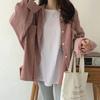 Cămașă de damă cu mâneci lungi din catifea reiată - Toamnă 2024 Stil retro coreean și Hong Kong, Croială largă, Jachetă subțire.
