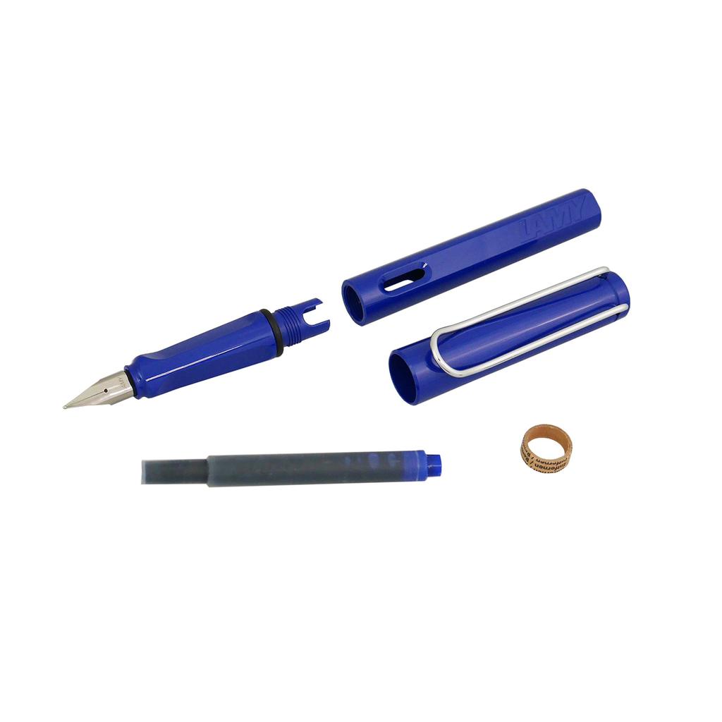 LAMY Safari L14 Blue M LT10 Cartridge Set (Medium Nib) & (LT10BLBK (Blue-Black))