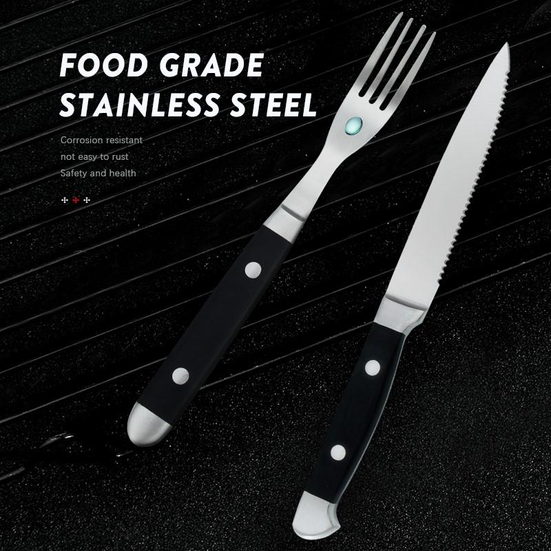 4/6/8p Beef Steak Knife And Fork Set Stainless Steel Highly Polished Handles High Quality Home Hotel Steak Restaurant Tableware