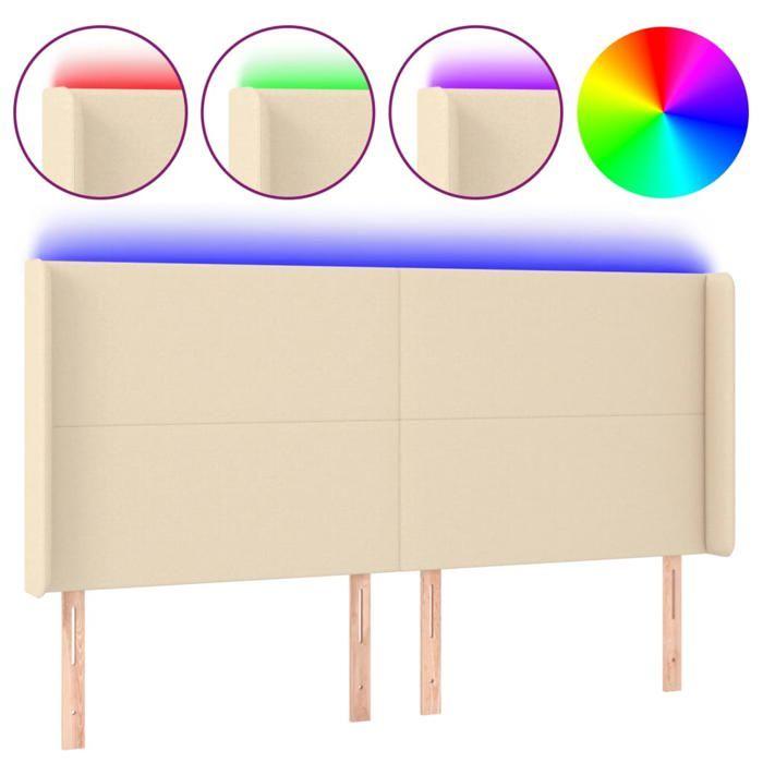 VidaXL Tête de Lit à LED Meuble de Chambre à Coucher Accessoire de Lit Double Tête de Cadre de Lit Intérieur Crème 3123787