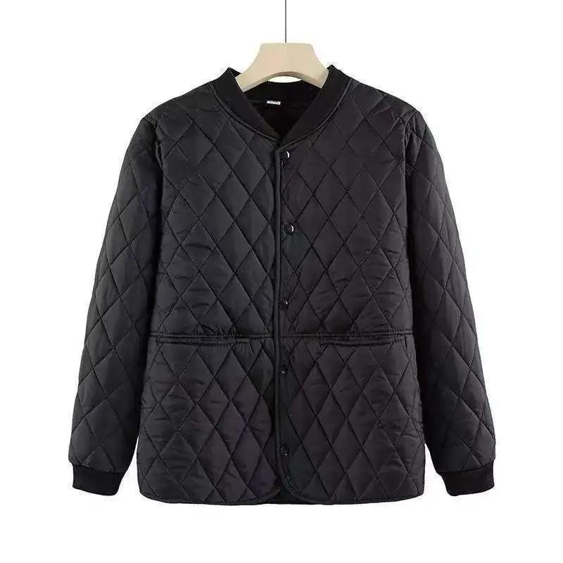 Lightweight Cotton-padded Jacket, Lightweight Rhombic Mother's Casual Loose Cotton-padded Jacket, Winter Short Jacket, Solid Color Padded Jacket