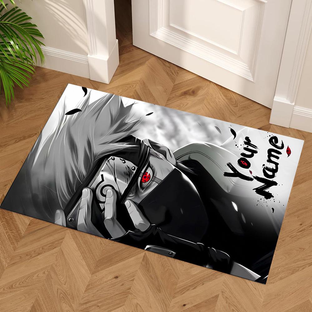 Naruto Character Personalized Name Floor Mat Design for Dining Room Balcony Foyer Kitchen Anti-slip Rug Anime Office Decor Perfect Gift for Women/Men