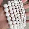 Natural Stone White Black Dull Polish Matte Agates Onyx Smooth Round Beads For Jewelry Making DIY Bracelet 15'' 4 6 8 10 12mm