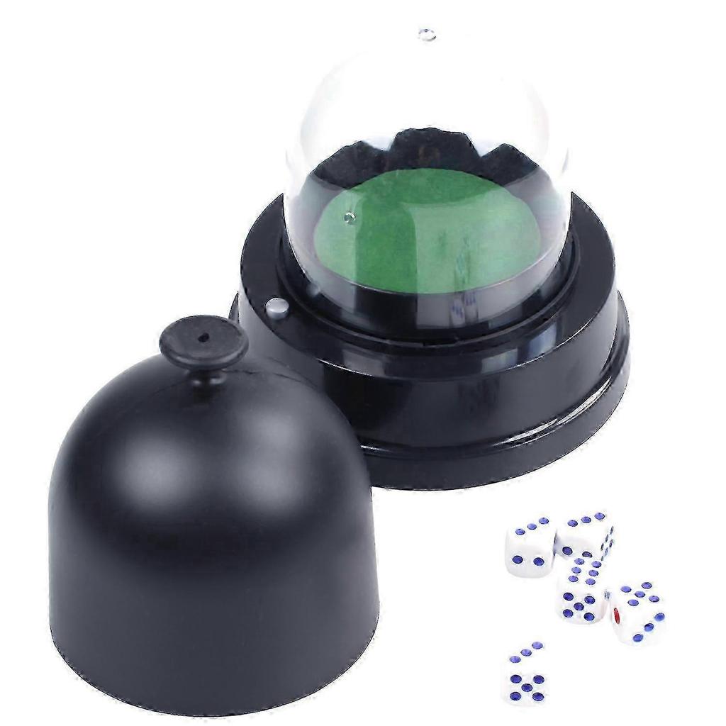 Automatic Dice Roller Cup Battery Powered Pub Bar Game Play With 5 Dices Black 26s_jjs