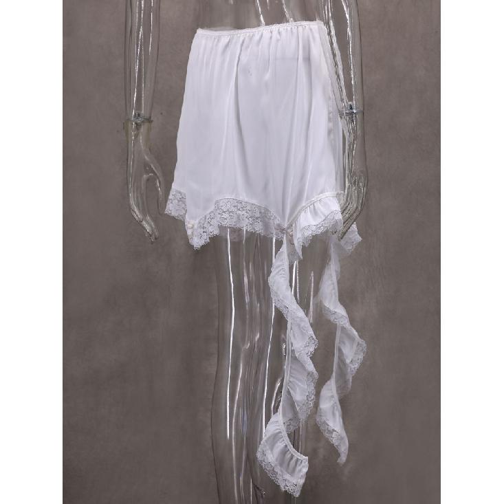 Fustă Albă Nouă din Dantelă Dantelă Florală High Street Fustă Midi Asimetrică Talie Înaltă Elegantă Fustă Mini de Damă Îmbrăcăminte Femei