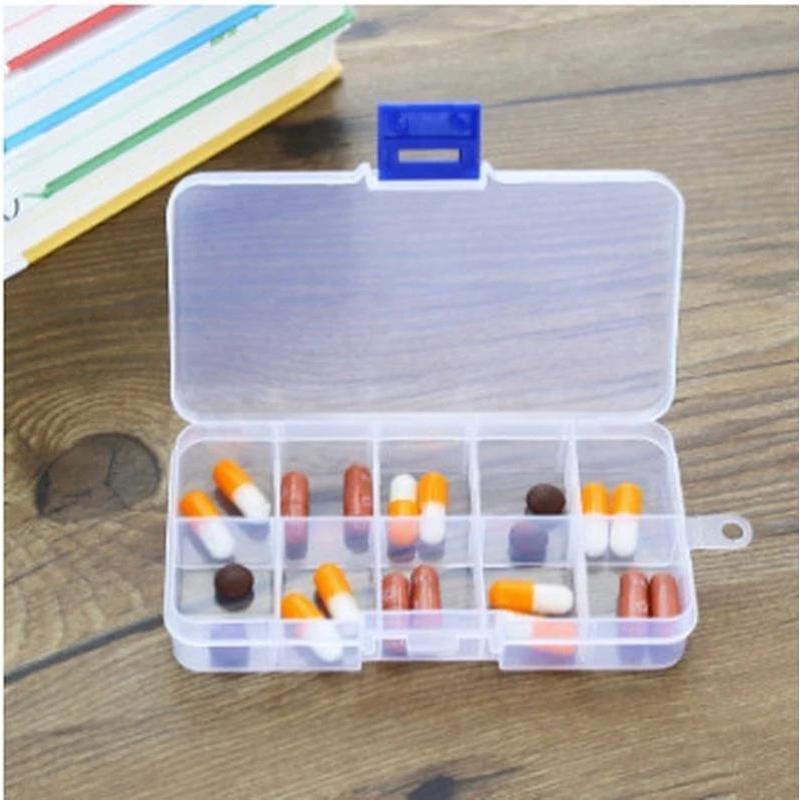 10Grid Can Split Transparent PP Plastic Storage Box Jewelry Small Components Hardware Tools Storage Organizer Closet Organizer