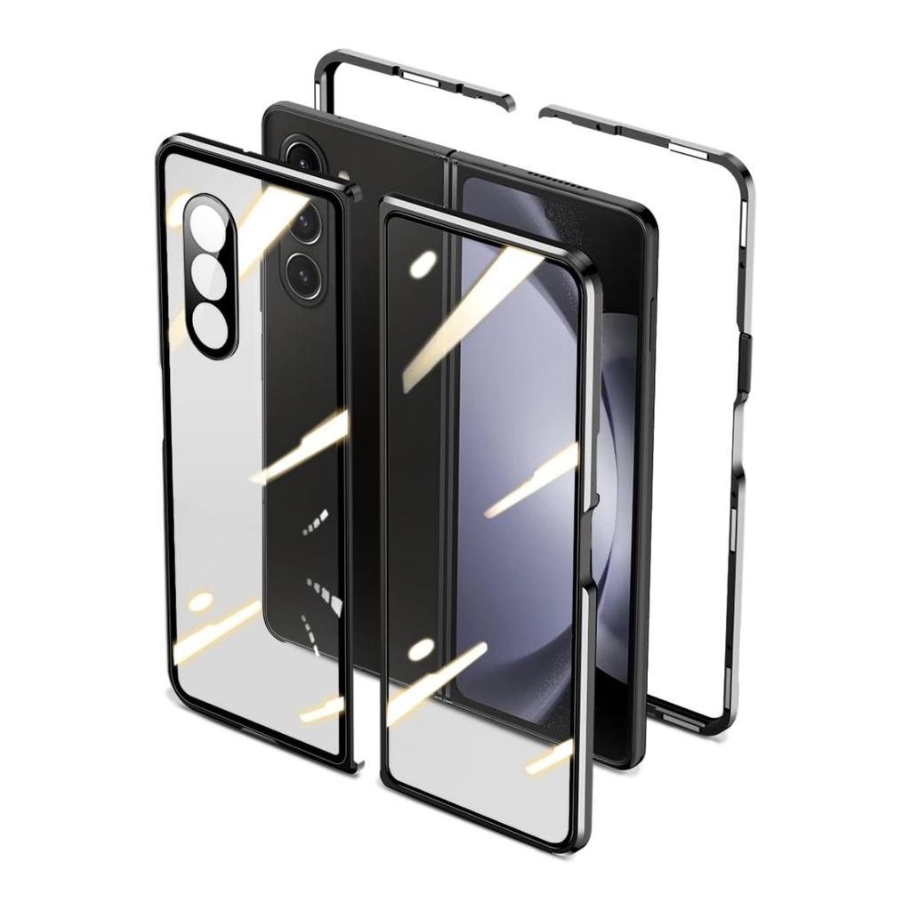 Suitable for Samsung Z Fold6 Mobile Phone Case Fold5  Magneto Folding Glass Metal Magnetic Guardrail Clip Cover