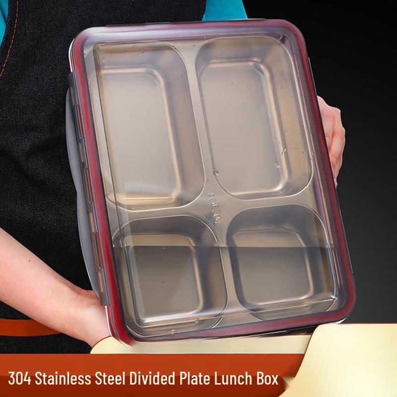304 Stainless Steel 4-Compartment Leak-Proof Lunch Box