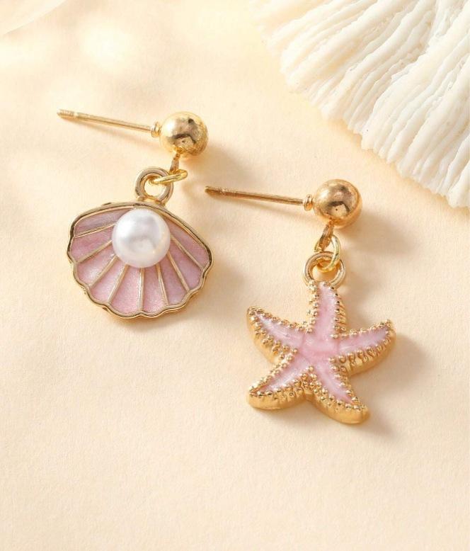 Trendy Imitation Pearl Earrings for Women Geometric Starfish Earrings Wedding Jewelry