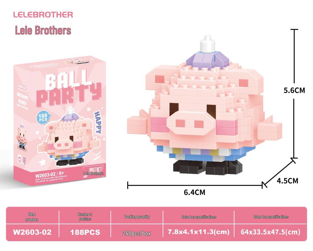 Lele Brothers W2603 Animal Egg Doll Micro Building Blocks for Children's Day Gift