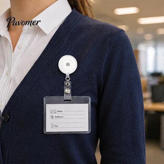 Reliable Badge Attachment Retractable Reel, Transparent Round ID Holder with Heavy Duty Reel Swivel Clip for Nurses, Students Teachers Office Workers