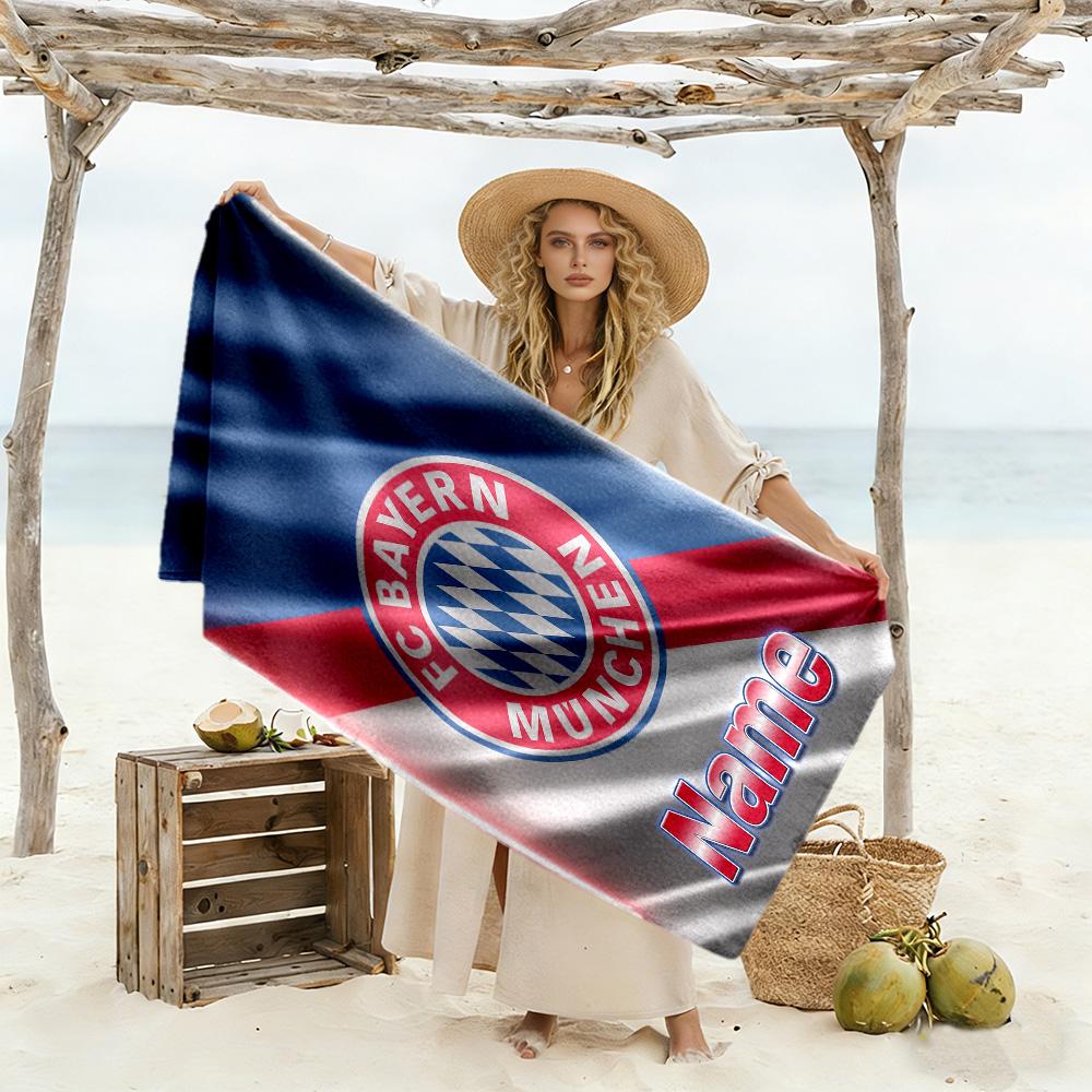 Bayern Munich Crest Customized Name Beach Towel Soft Durable Quick-Dry