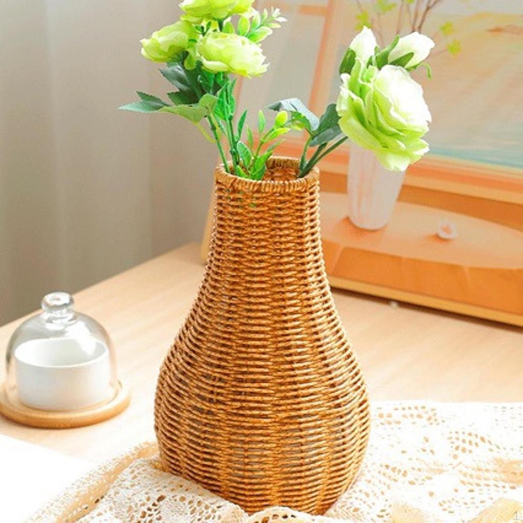Woven Flower Vase Boho Tabletop Lightweight Plant Holder Floral Arrangement for Indoor Desktop