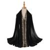 High Quality Pearls Chiffon Scarf Muslim Women Sequins Hijab Headwrap Arab Plain Turban Shawls Hair Accessories 175*70cm