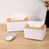 Home Accessory Japanese Style Tissue Box Multi-Function Plastic Paper Box Washable Wooden Cover Tissue Holder Desktop