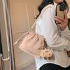 Niche Simple Style Fashionable Bag for Women New Pleated Versatile Bucket Bag Simple Casual Fashionable Shoulder Bag
