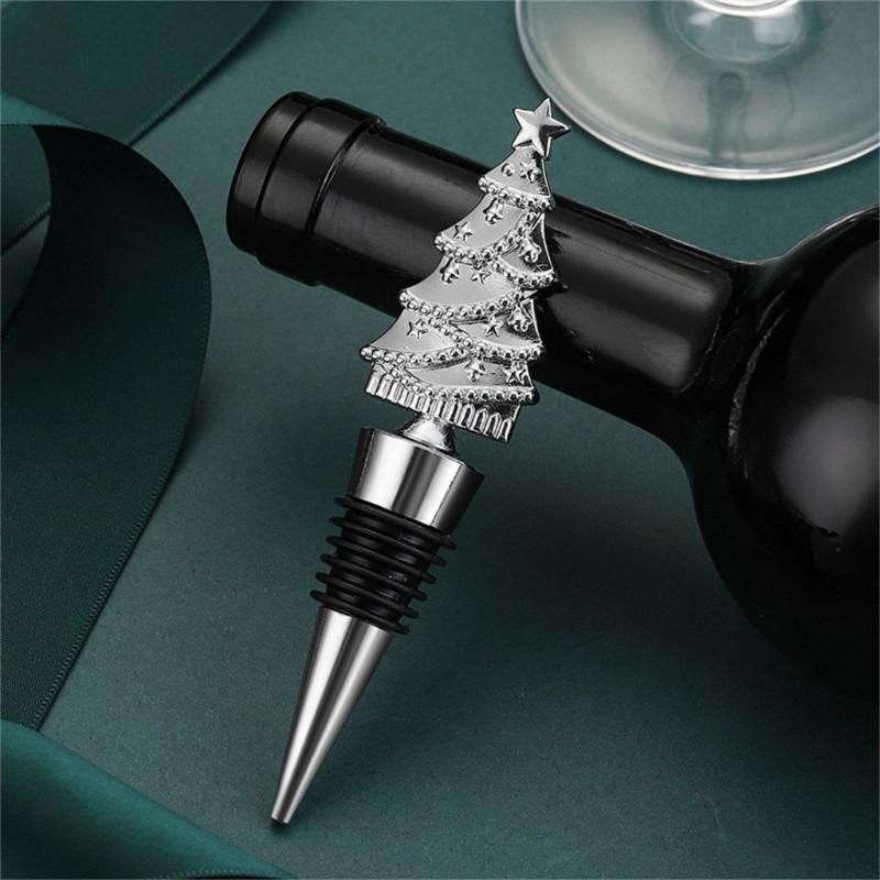 Holiday Wine Stopper Christmas Tree Decoration Practical Zincs Alloy Bottle Cork For Home Party Decoration